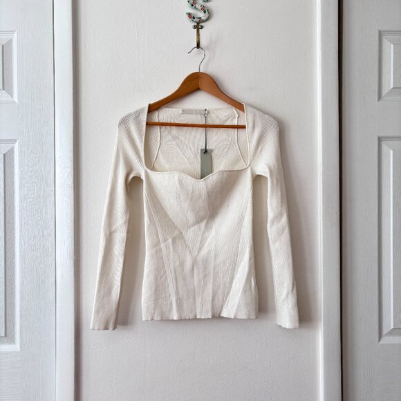 One Grey Day Audrey Ribbed Top in White - Picture 2 of 6